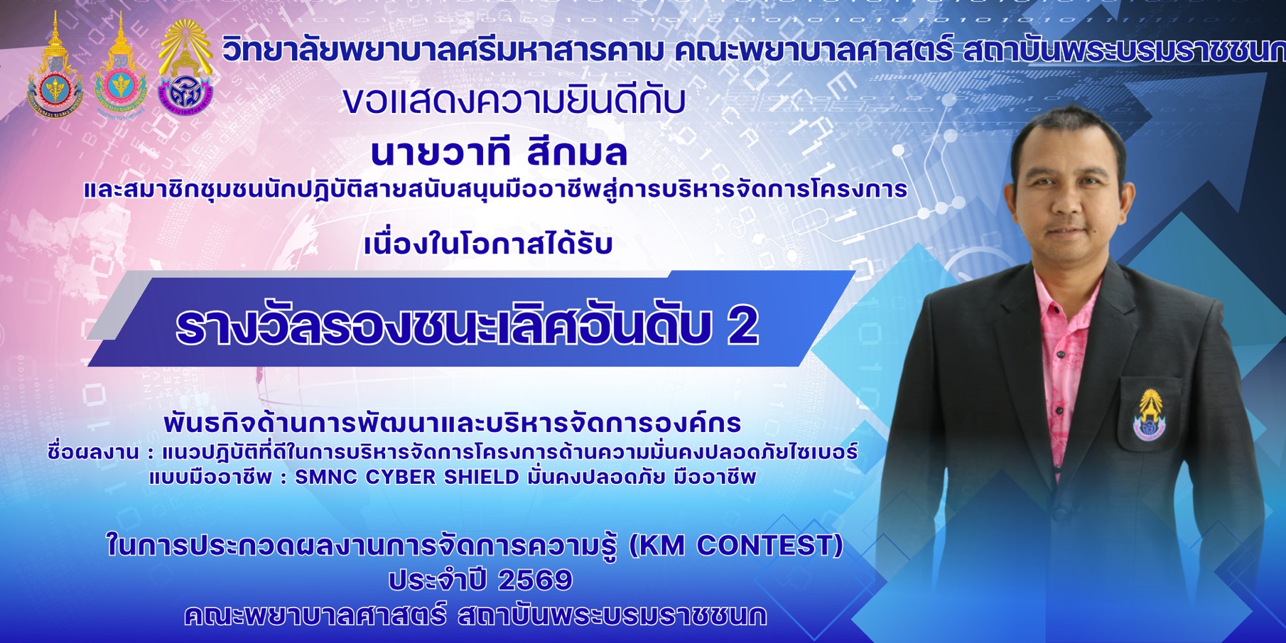 วิทยาลัยพยาบาลศรีมหาสารคามคณะพยาบาลศาสตร์ สถาบันพระบรมราชชนก ขอแสดงความยินดี กับผู้ได้รับรางวัลในการประกวดผลงานการจัดการความรู้ KM CONTEST 2026 โครงการจัดการความรู้สู่การจัดการนวัตกรรม (Knowledge Manangement to Innovation Management) คณะพยาบาลศาสตร์ สถาบันพระบรมราชชนก ประจำปีงบประมาณ 2569